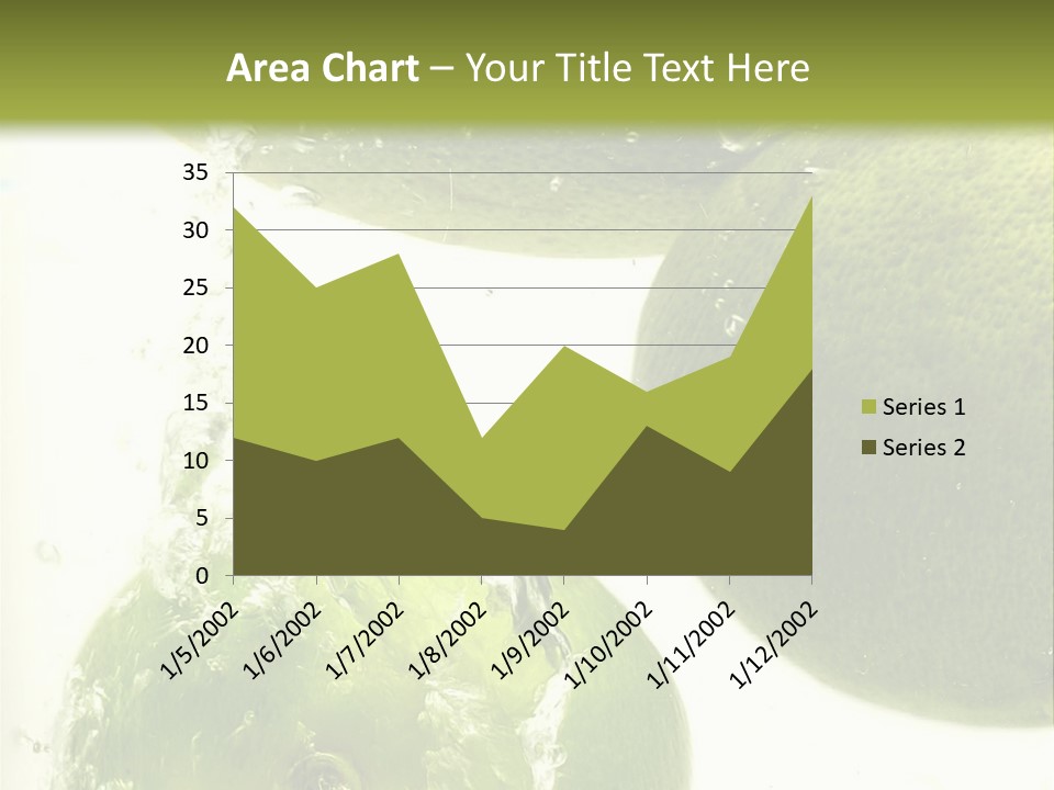 A Green Apple And Two Limes Are In The Water PowerPoint Template
