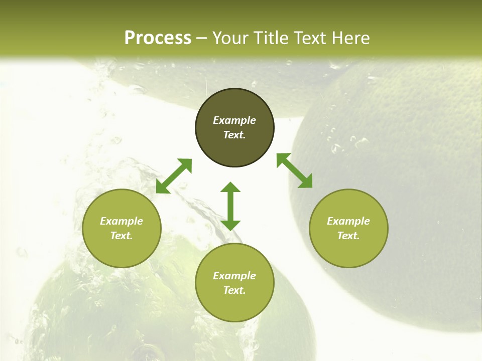 A Green Apple And Two Limes Are In The Water PowerPoint Template