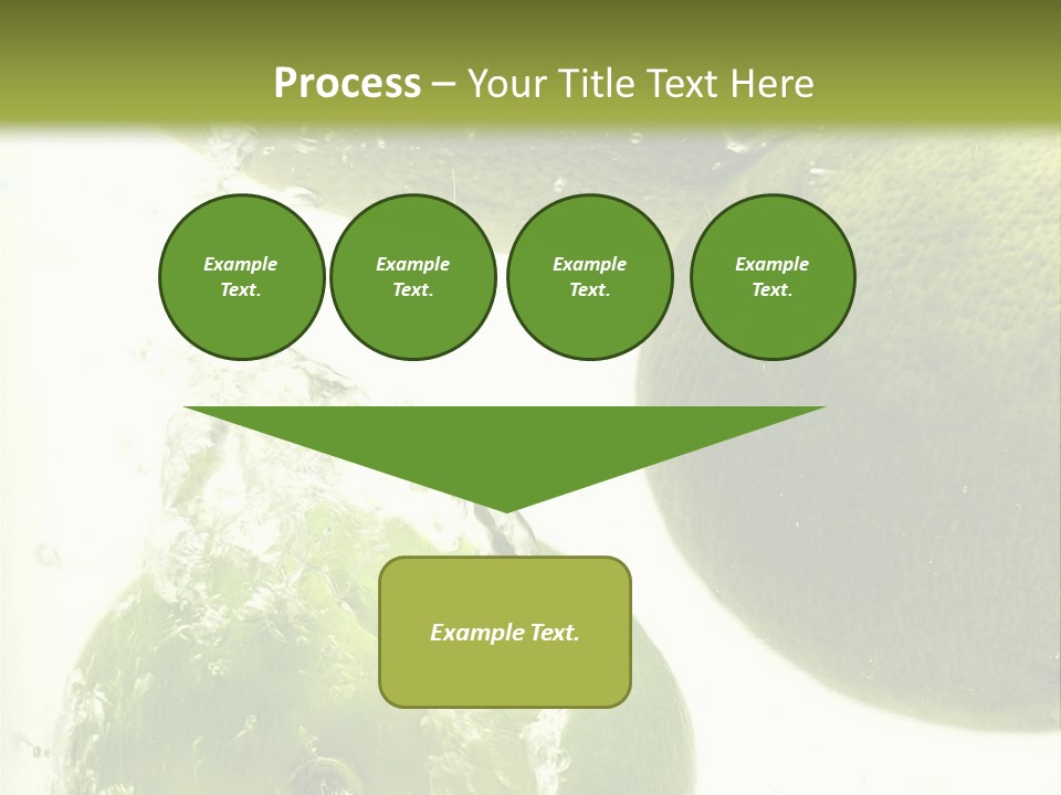 A Green Apple And Two Limes Are In The Water PowerPoint Template