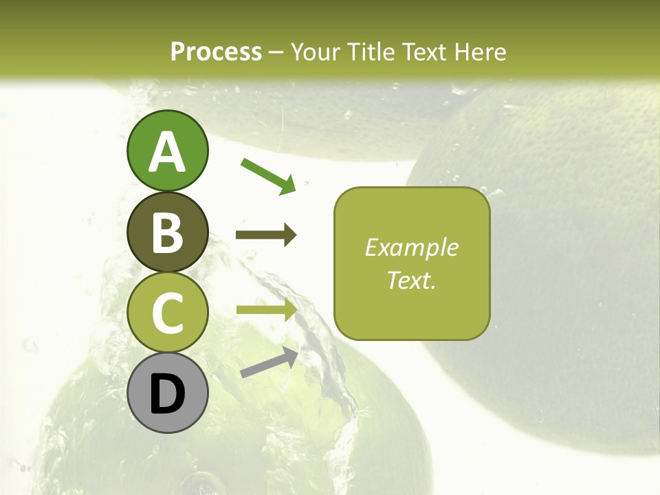 A Green Apple And Two Limes Are In The Water PowerPoint Template