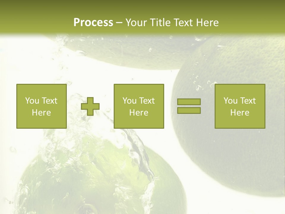 A Green Apple And Two Limes Are In The Water PowerPoint Template