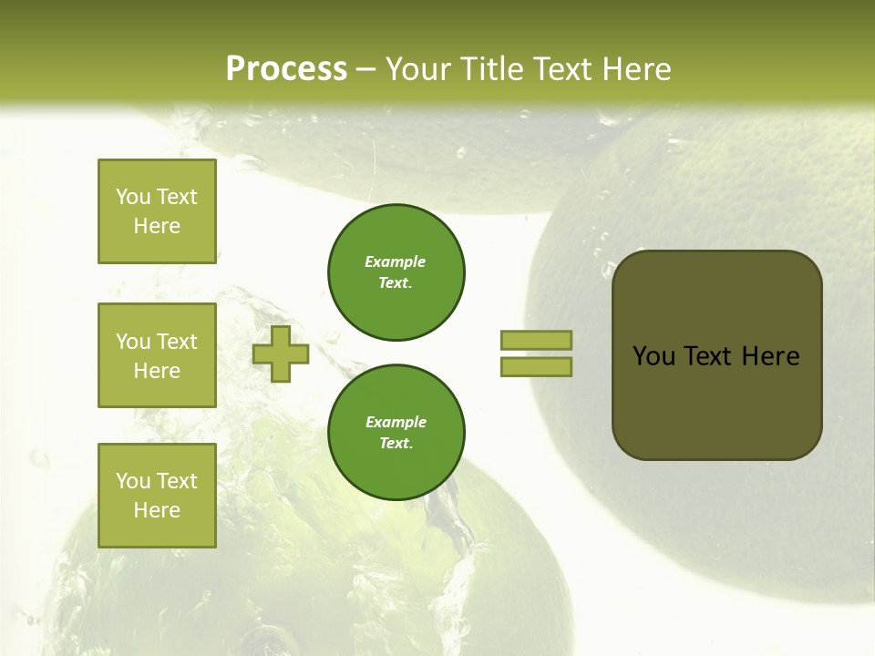 A Green Apple And Two Limes Are In The Water PowerPoint Template