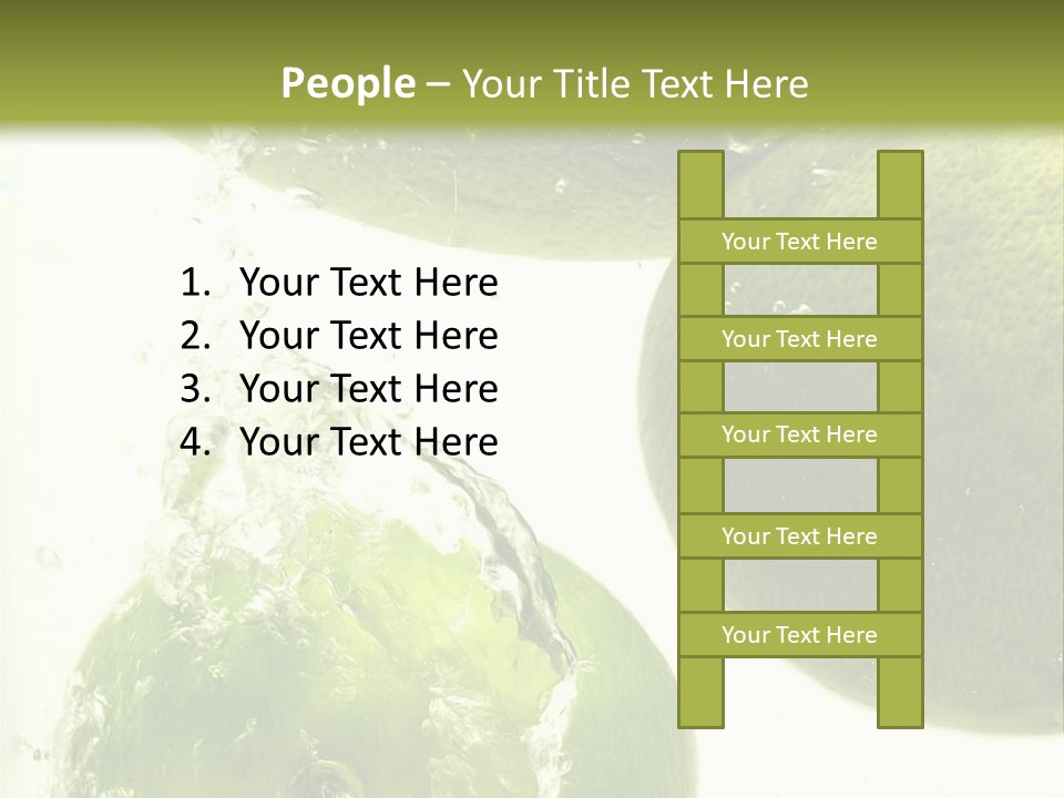 A Green Apple And Two Limes Are In The Water PowerPoint Template