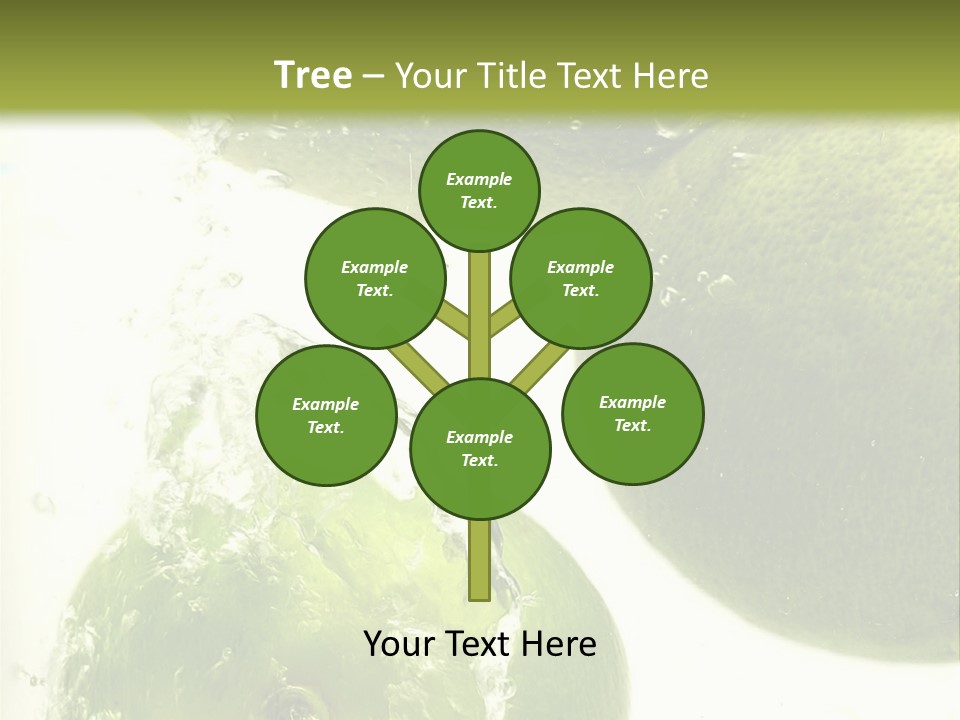 A Green Apple And Two Limes Are In The Water PowerPoint Template