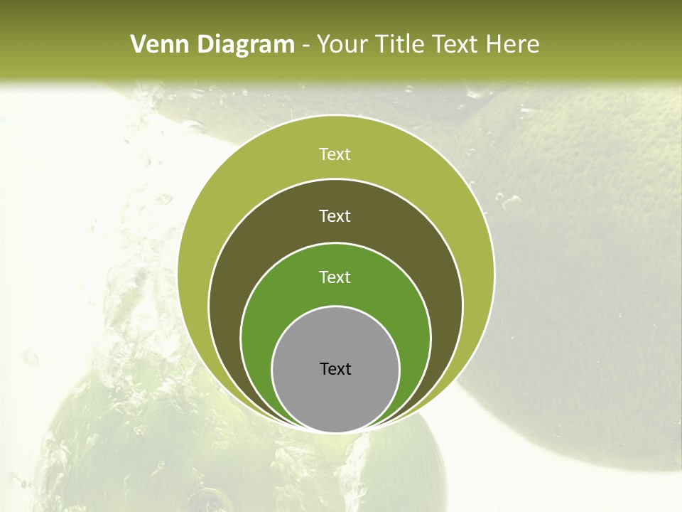A Green Apple And Two Limes Are In The Water PowerPoint Template