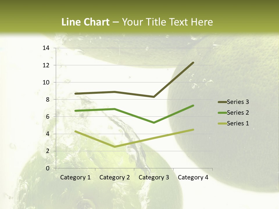 A Green Apple And Two Limes Are In The Water PowerPoint Template