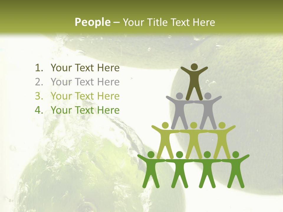 A Green Apple And Two Limes Are In The Water PowerPoint Template