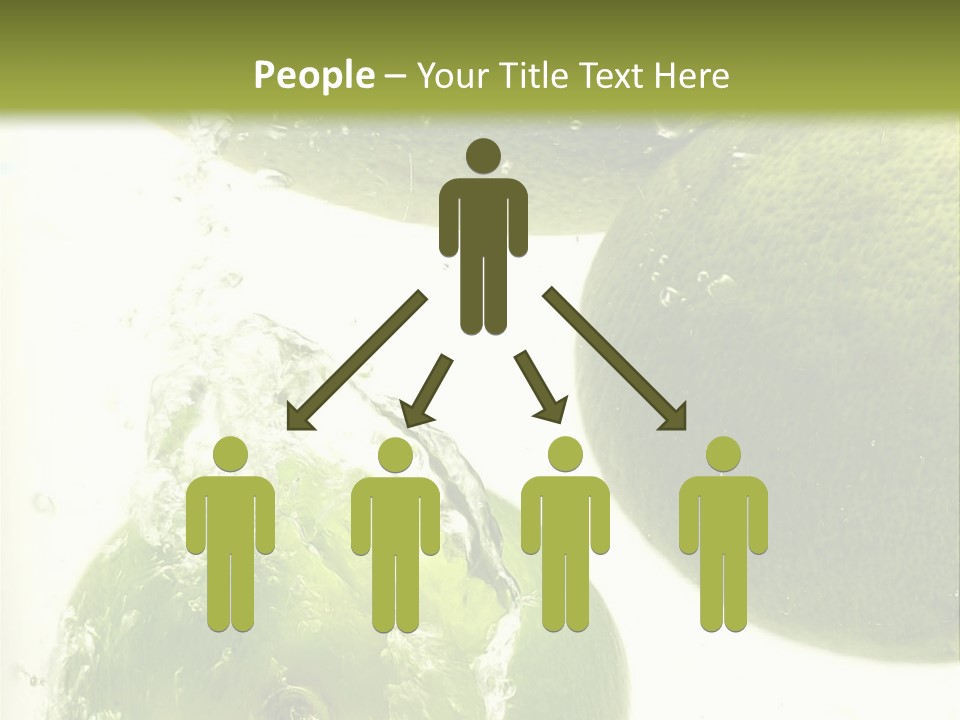 A Green Apple And Two Limes Are In The Water PowerPoint Template