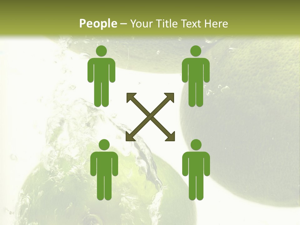 A Green Apple And Two Limes Are In The Water PowerPoint Template