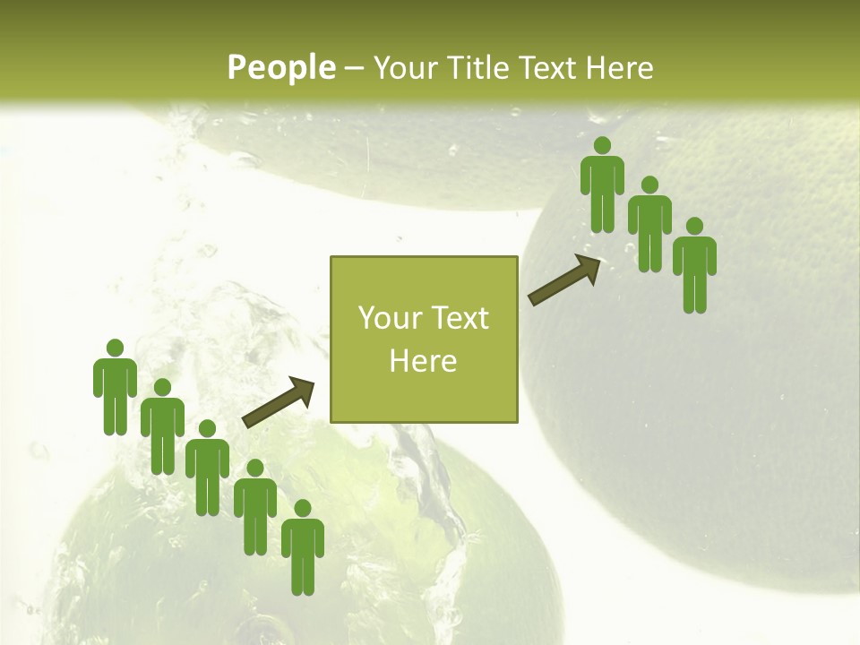 A Green Apple And Two Limes Are In The Water PowerPoint Template