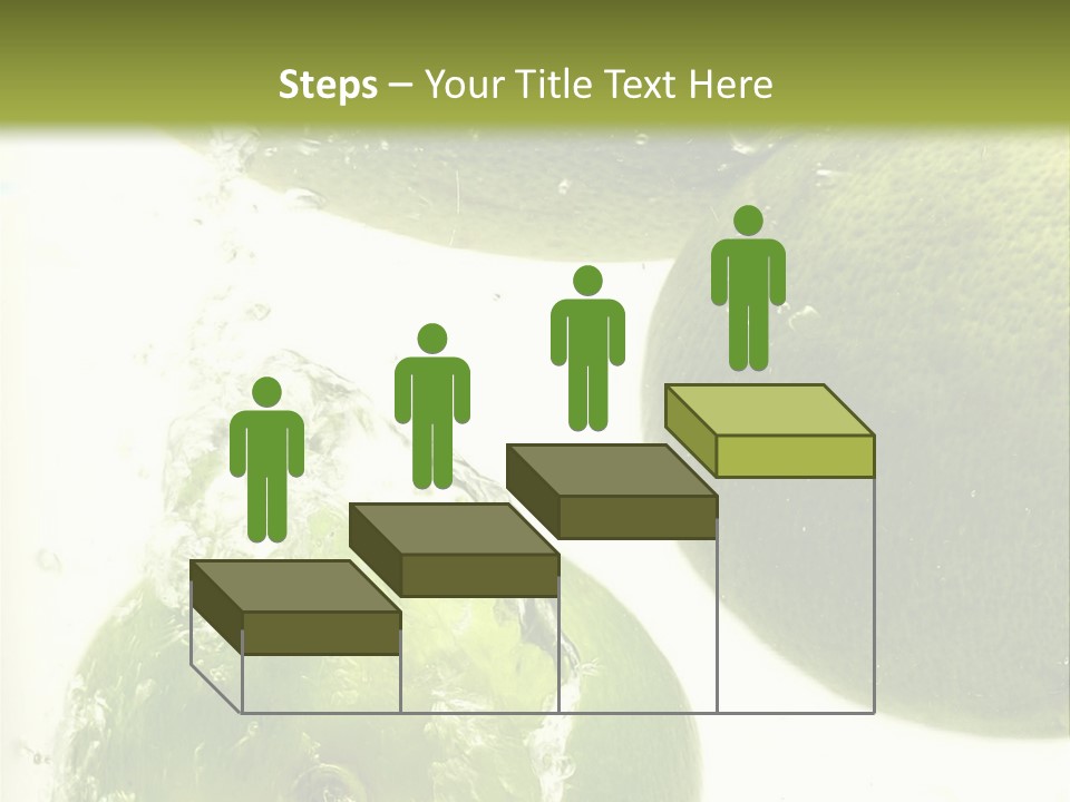 A Green Apple And Two Limes Are In The Water PowerPoint Template