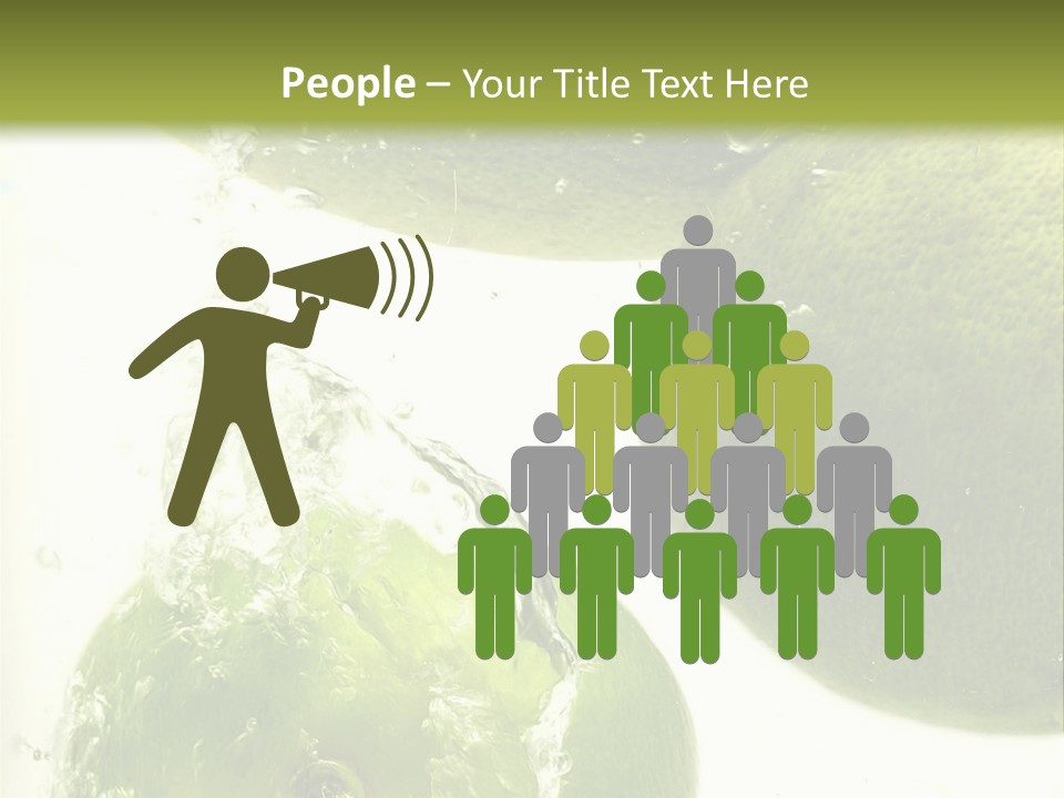 A Green Apple And Two Limes Are In The Water PowerPoint Template