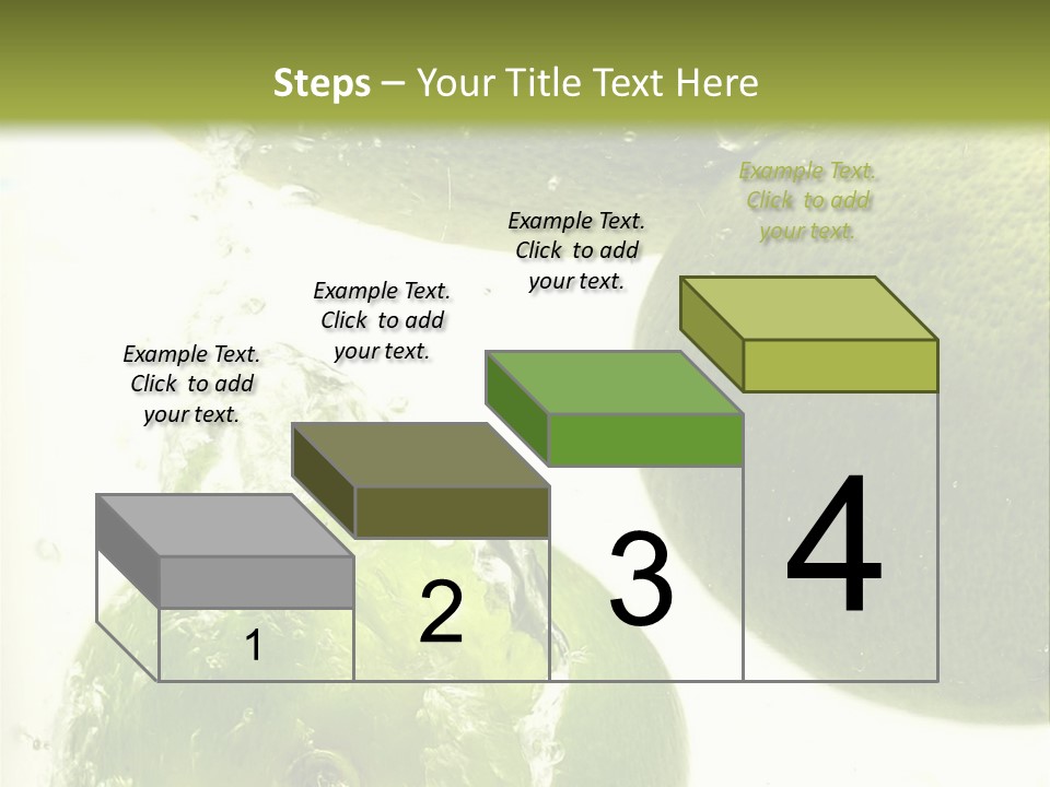 A Green Apple And Two Limes Are In The Water PowerPoint Template