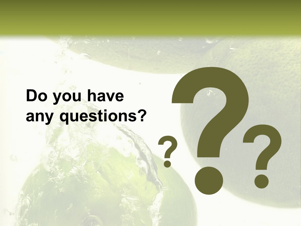 A Green Apple And Two Limes Are In The Water PowerPoint Template