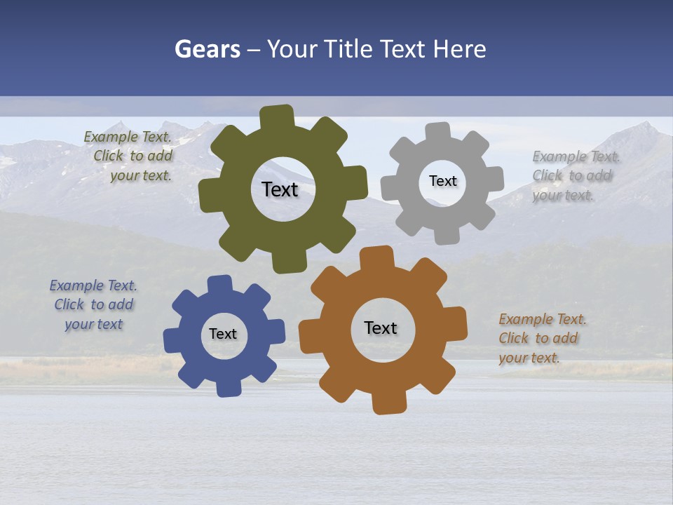 A Lake With Mountains In The Background And A Blue Sky PowerPoint Template