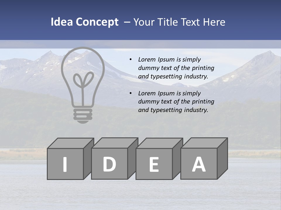 A Lake With Mountains In The Background And A Blue Sky PowerPoint Template