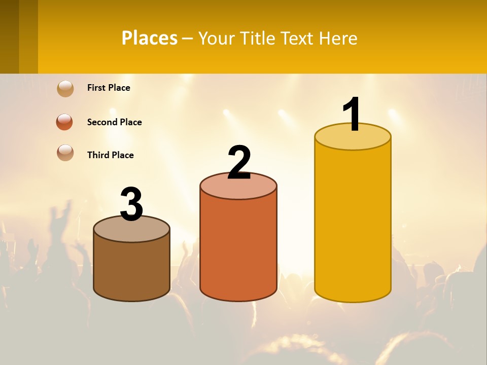 A Crowd Of People At A Concert With Their Hands In The Air PowerPoint Template