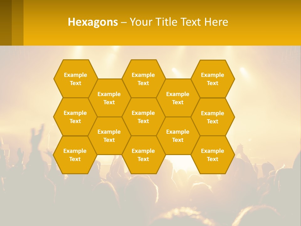 A Crowd Of People At A Concert With Their Hands In The Air PowerPoint Template