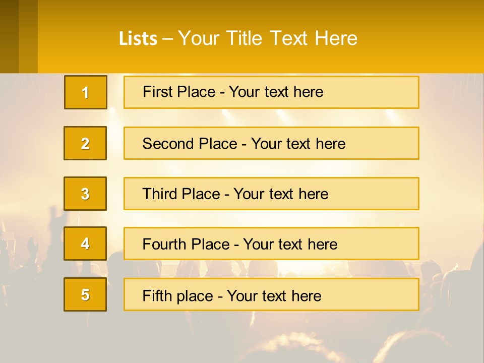 A Crowd Of People At A Concert With Their Hands In The Air PowerPoint Template