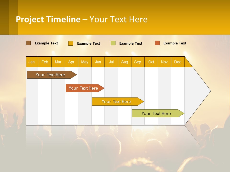 A Crowd Of People At A Concert With Their Hands In The Air PowerPoint Template