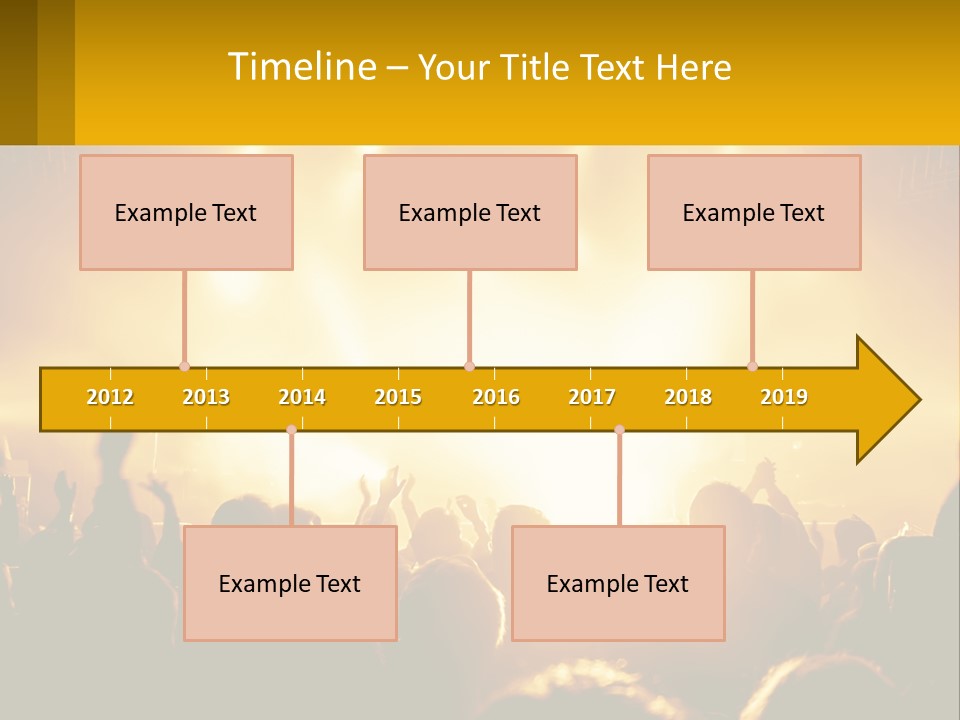 A Crowd Of People At A Concert With Their Hands In The Air PowerPoint Template