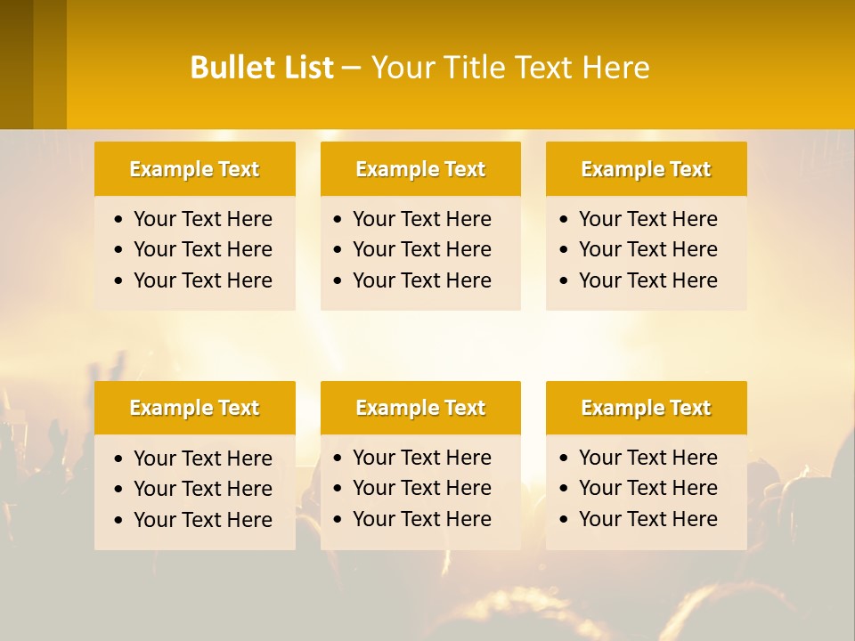 A Crowd Of People At A Concert With Their Hands In The Air PowerPoint Template