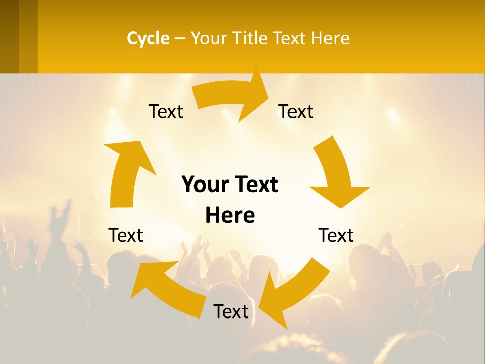 A Crowd Of People At A Concert With Their Hands In The Air PowerPoint Template