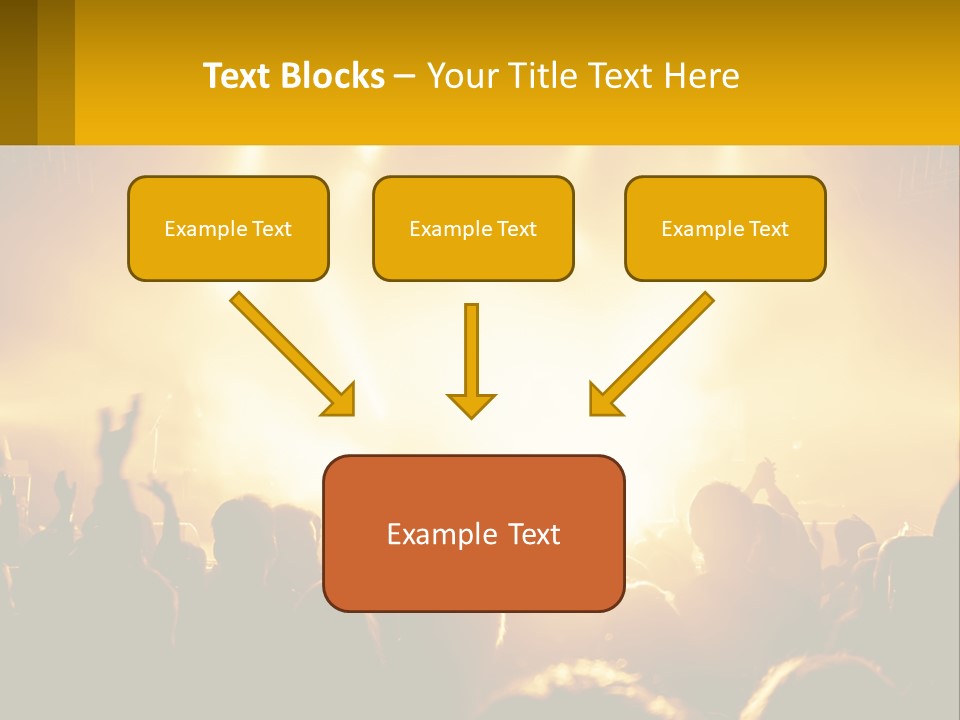 A Crowd Of People At A Concert With Their Hands In The Air PowerPoint Template