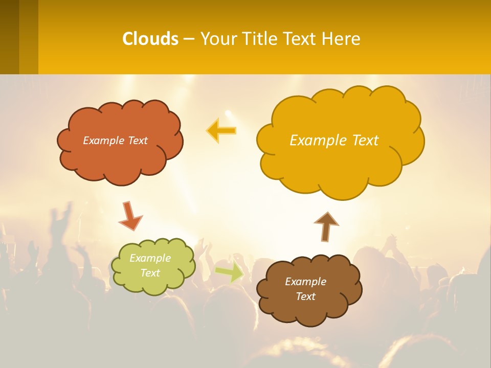 A Crowd Of People At A Concert With Their Hands In The Air PowerPoint Template