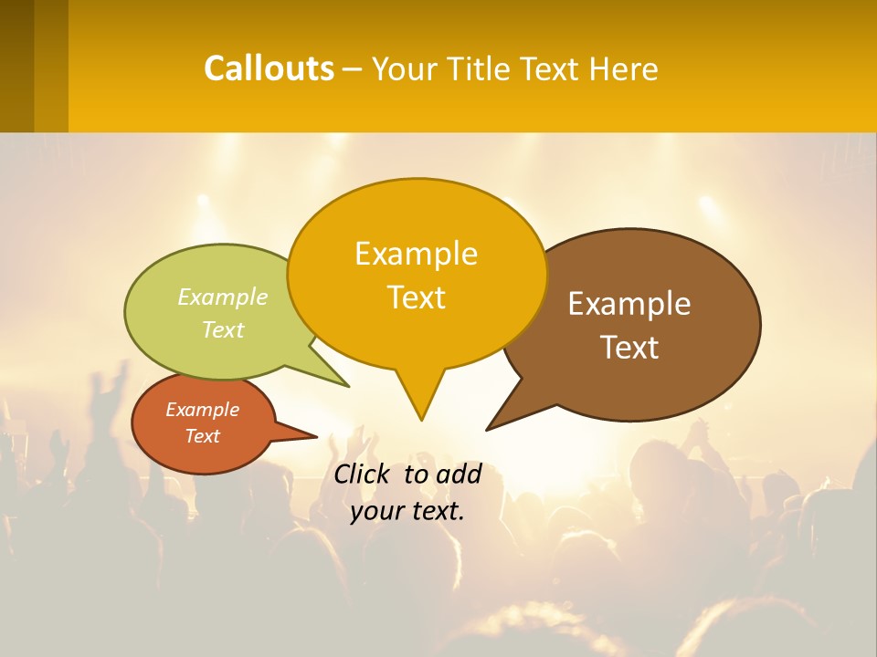 A Crowd Of People At A Concert With Their Hands In The Air PowerPoint Template