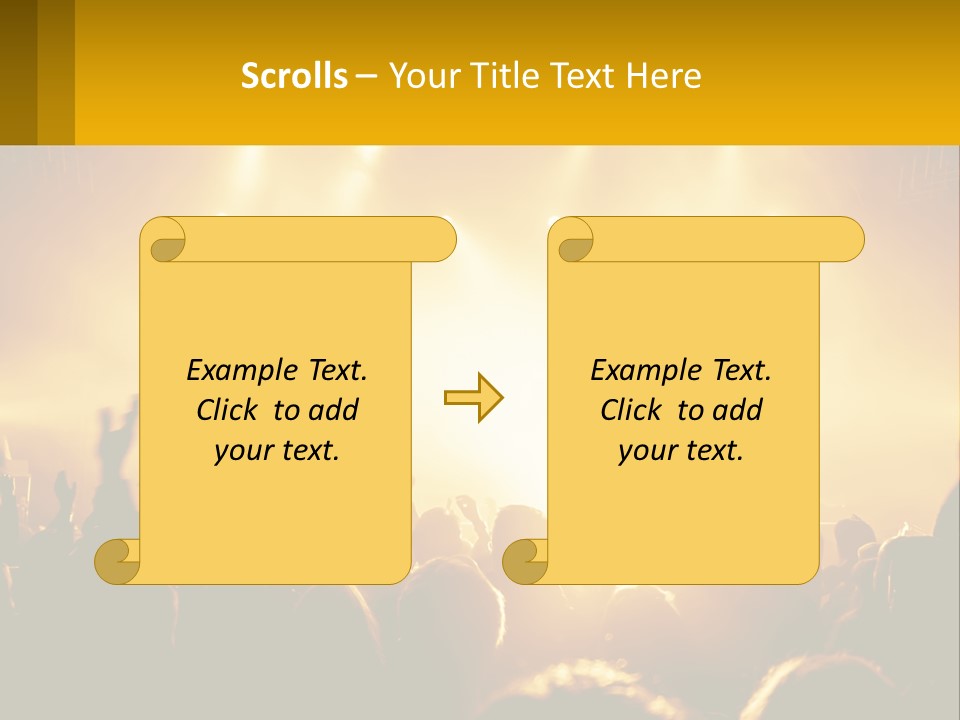 A Crowd Of People At A Concert With Their Hands In The Air PowerPoint Template