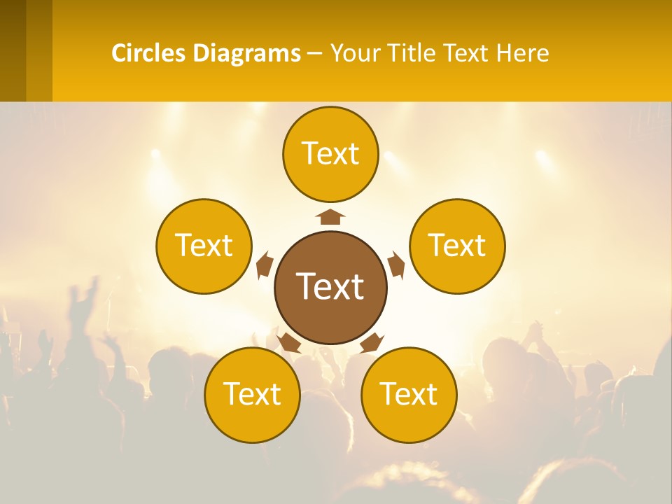 A Crowd Of People At A Concert With Their Hands In The Air PowerPoint Template