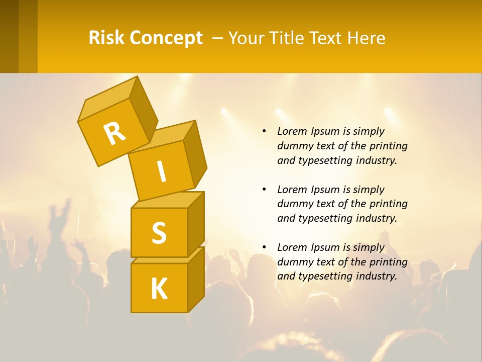 A Crowd Of People At A Concert With Their Hands In The Air PowerPoint Template