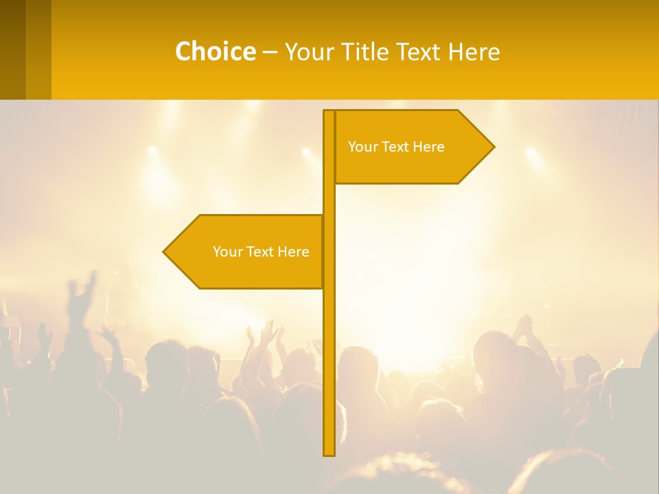A Crowd Of People At A Concert With Their Hands In The Air PowerPoint Template