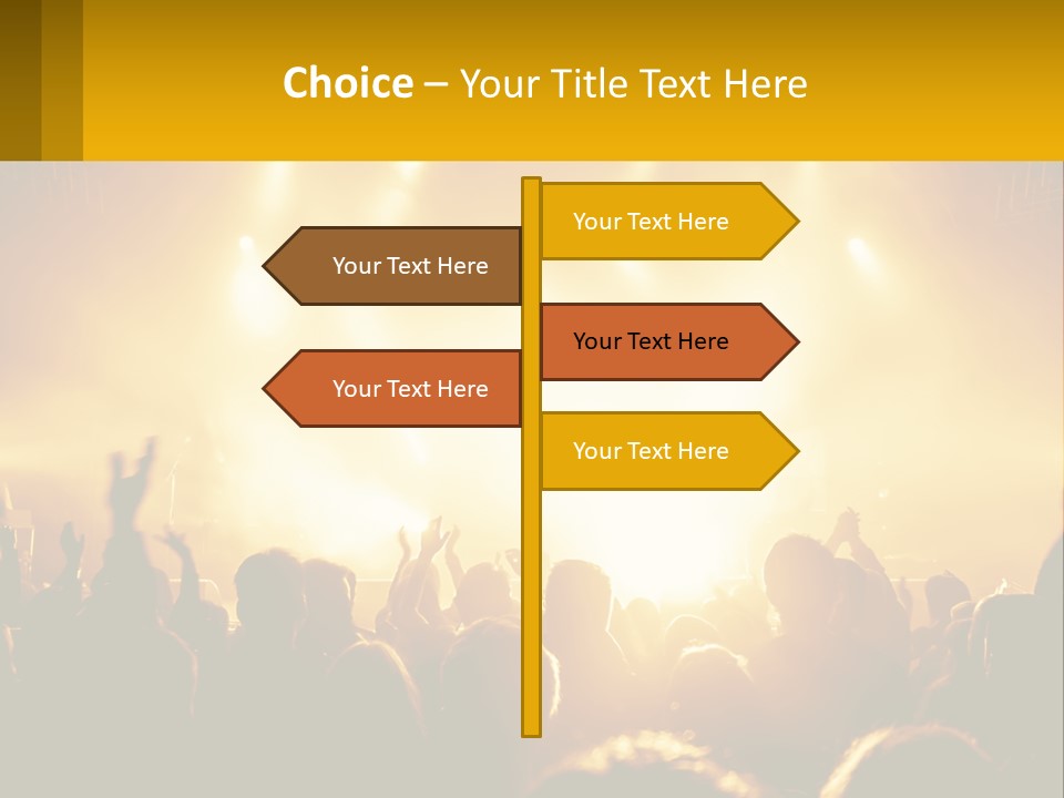 A Crowd Of People At A Concert With Their Hands In The Air PowerPoint Template