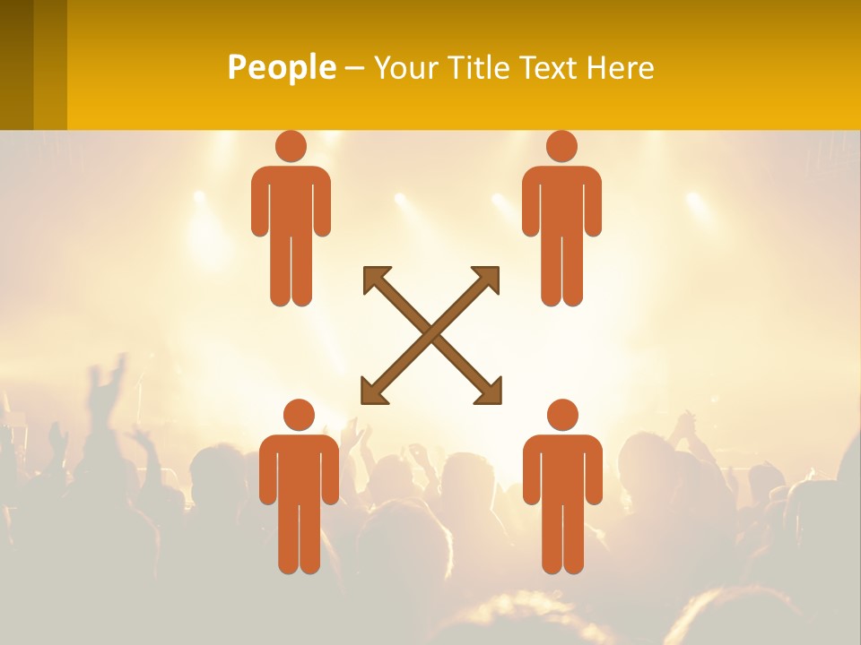 A Crowd Of People At A Concert With Their Hands In The Air PowerPoint Template