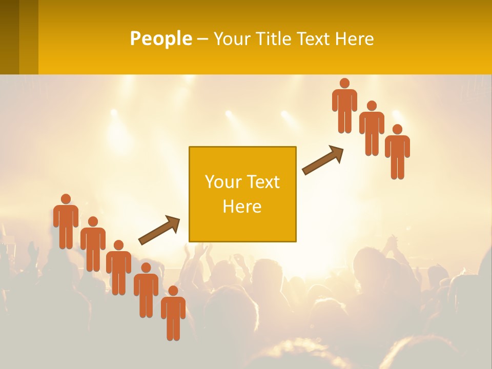 A Crowd Of People At A Concert With Their Hands In The Air PowerPoint Template