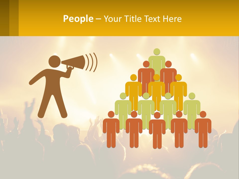 A Crowd Of People At A Concert With Their Hands In The Air PowerPoint Template