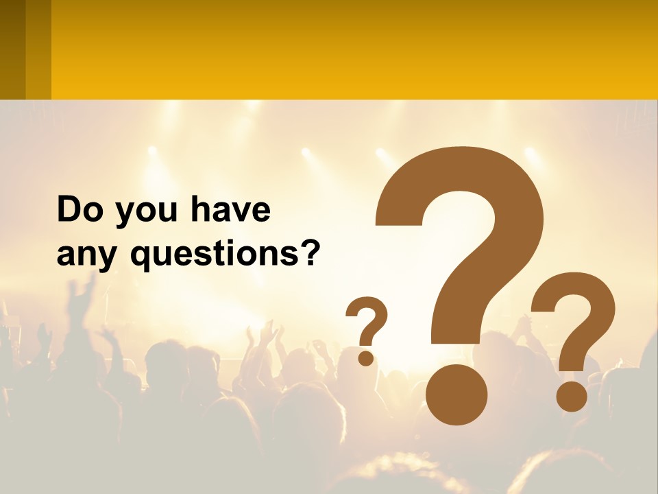 A Crowd Of People At A Concert With Their Hands In The Air PowerPoint Template