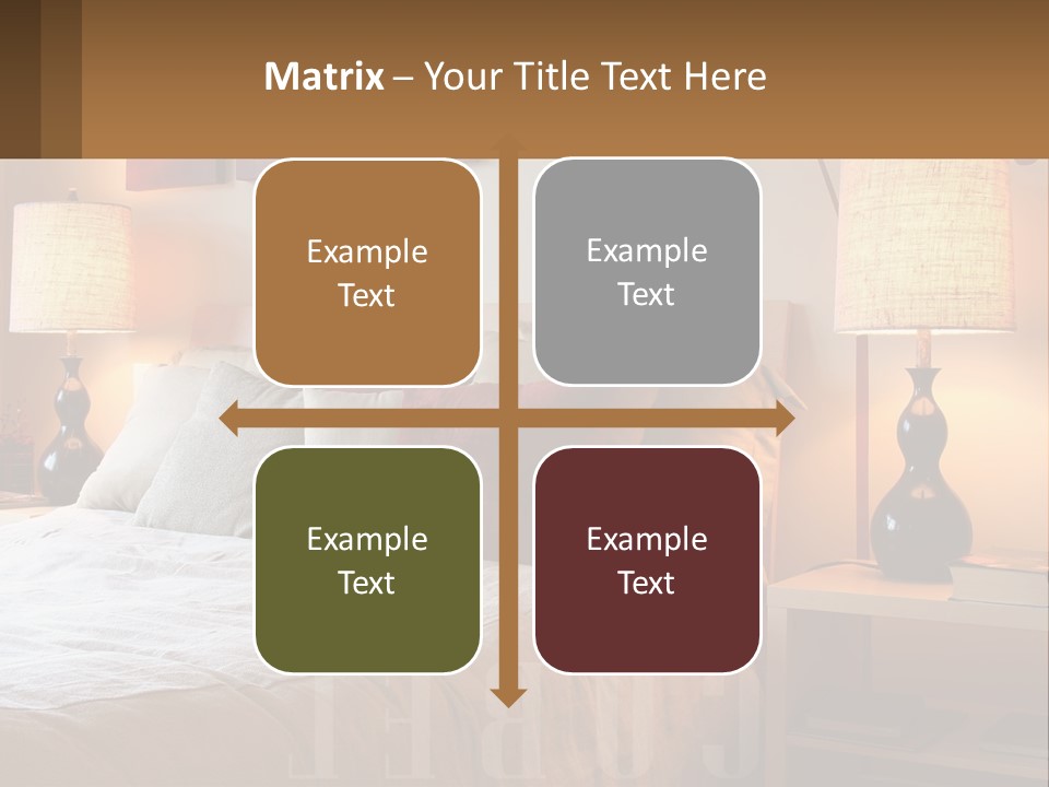 A Bed With Pillows And Lamps In A Bedroom PowerPoint Template