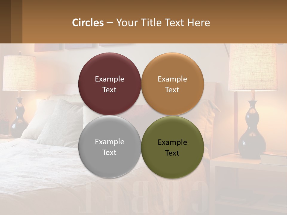 A Bed With Pillows And Lamps In A Bedroom PowerPoint Template