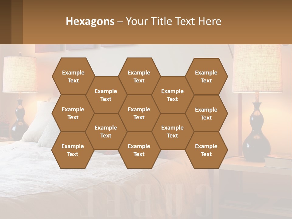 A Bed With Pillows And Lamps In A Bedroom PowerPoint Template