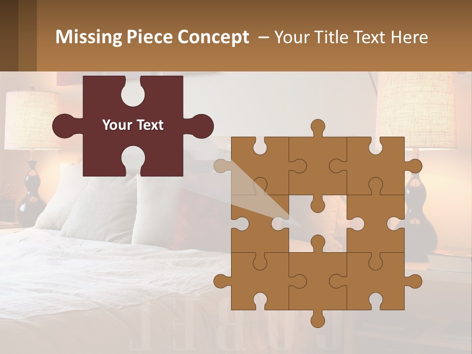 A Bed With Pillows And Lamps In A Bedroom PowerPoint Template