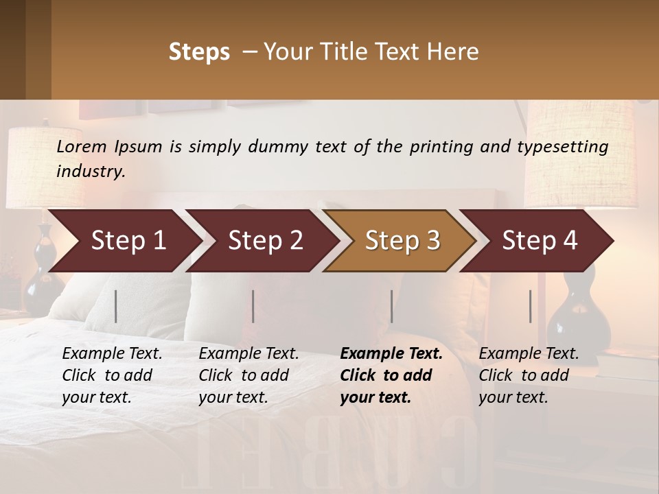 A Bed With Pillows And Lamps In A Bedroom PowerPoint Template