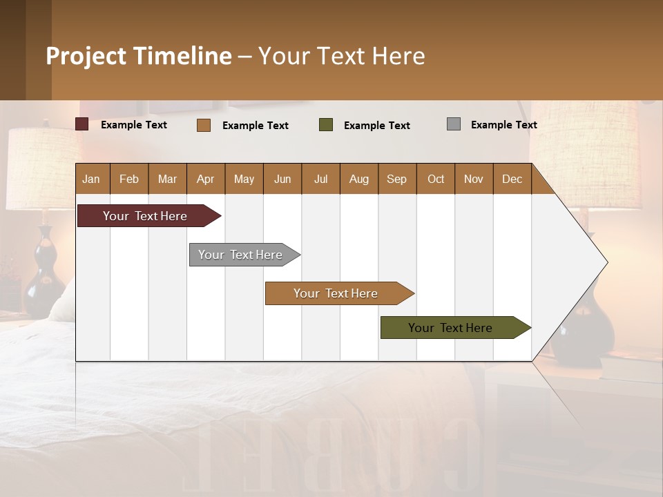 A Bed With Pillows And Lamps In A Bedroom PowerPoint Template