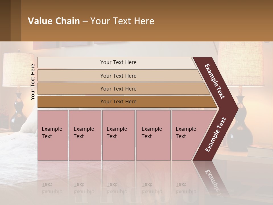 A Bed With Pillows And Lamps In A Bedroom PowerPoint Template