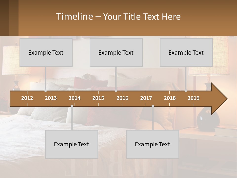 A Bed With Pillows And Lamps In A Bedroom PowerPoint Template