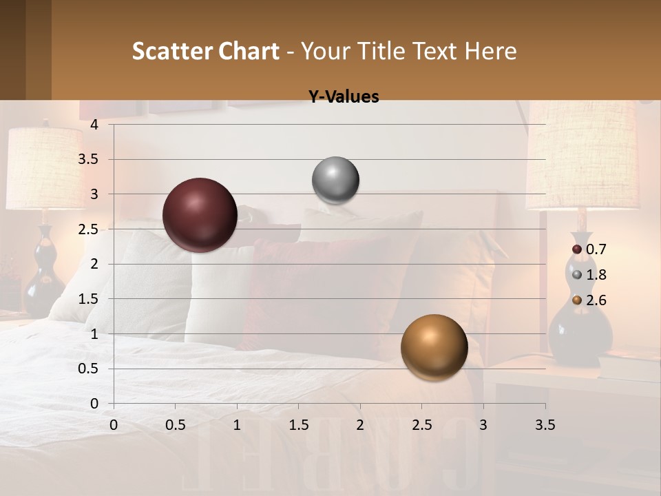 A Bed With Pillows And Lamps In A Bedroom PowerPoint Template