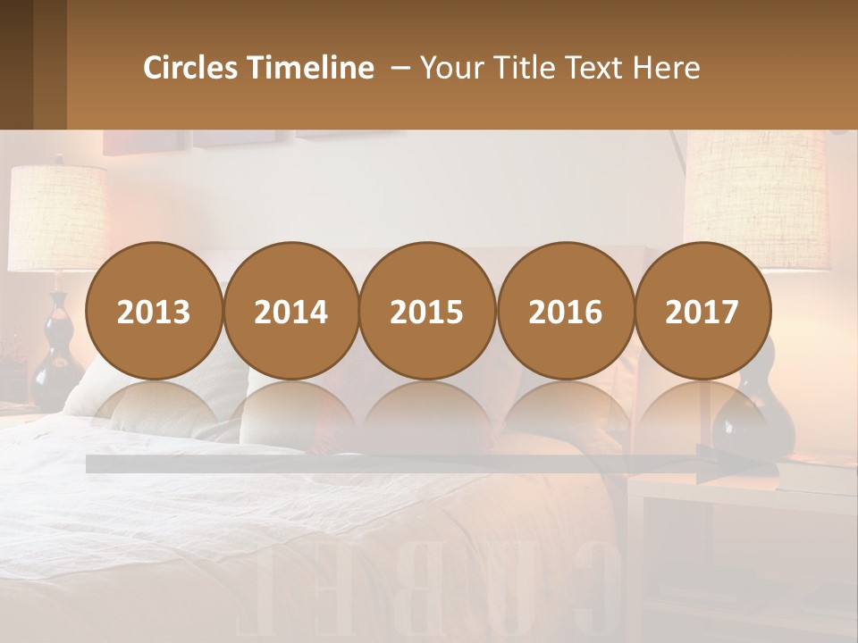 A Bed With Pillows And Lamps In A Bedroom PowerPoint Template