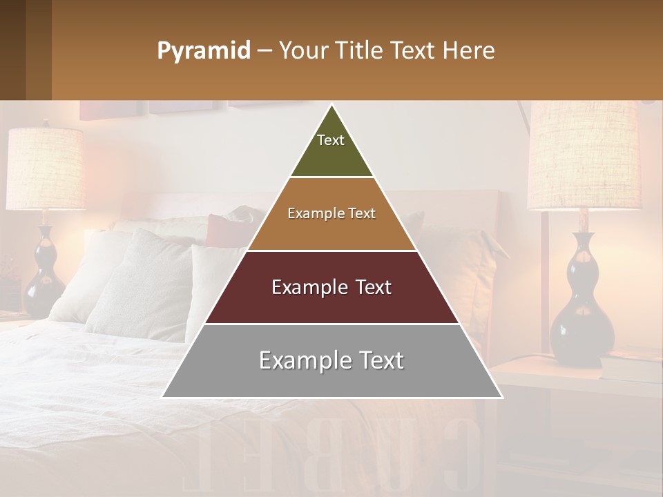 A Bed With Pillows And Lamps In A Bedroom PowerPoint Template